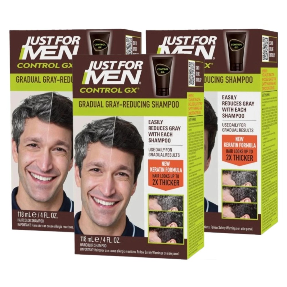 Just For Men Control GX Grey Reducing Shampoo for Dark Shades 4 fl. oz. 3 pack